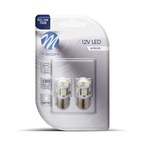 Sijalice 2 Kom P21/5W Bay15D Blister Led M-Tech slika 1