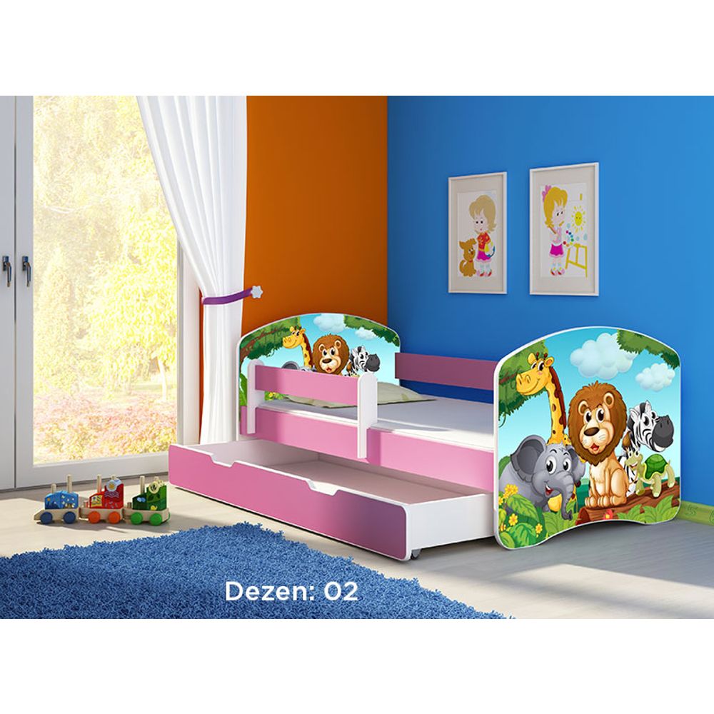 ACMA Dječiji krevet Acma II sa ladicom Pink - 180x80cm - Dezen 02 slika 2