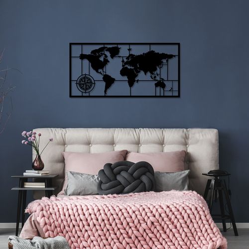 World Map Metal Decor 7 Black Decorative Metal Wall Accessory slika 3