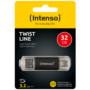 Intenso USB Flash drive 32GB, USB 3.2, USB-C, USB-A, Twist Line - USB3.2-32GB/Twist Line