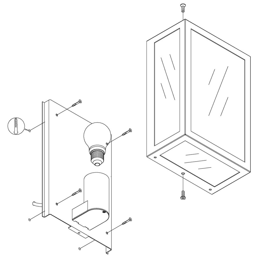 Eglo Amezola Zidna/Stropna Lampa, E27, IP44, Crna/Čelik/Staklo slika 5