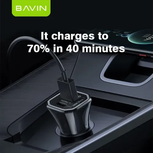 Bavin Auto punjač 20W PD QC3,0 USB&Type C bela slika 5