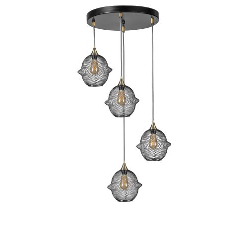 Merkür 4 Lü Tepsili Siyah Sarkıt Black Chandelier slika 2