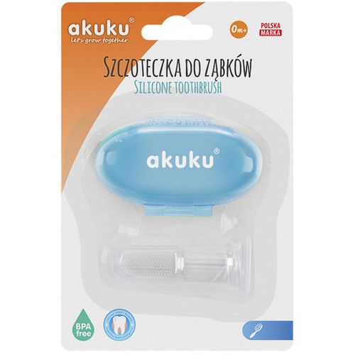 Akuku A0265 silikonska četkica za prve zube plava slika 2