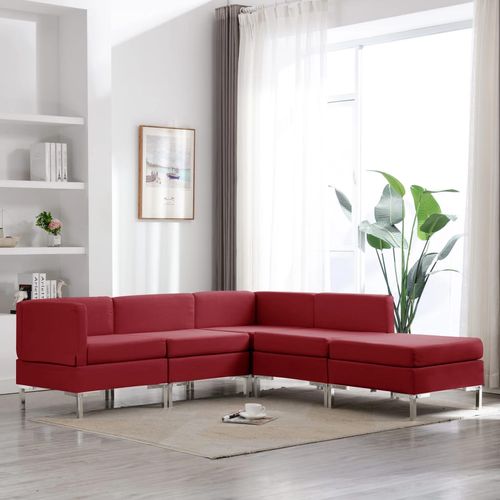 5-dijelni set sofa od tkanine crvena boja vina slika 20