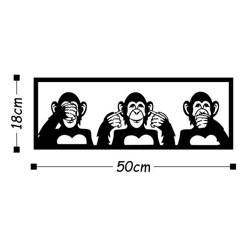 Wallity Metalna zidna dekoracija, Three Monkeys - S slika 3