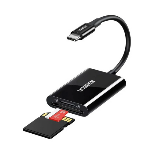 Čitač memorijskih kartica UGREEN, USB-C, TF/SD kartice, 15cm, crni slika 1