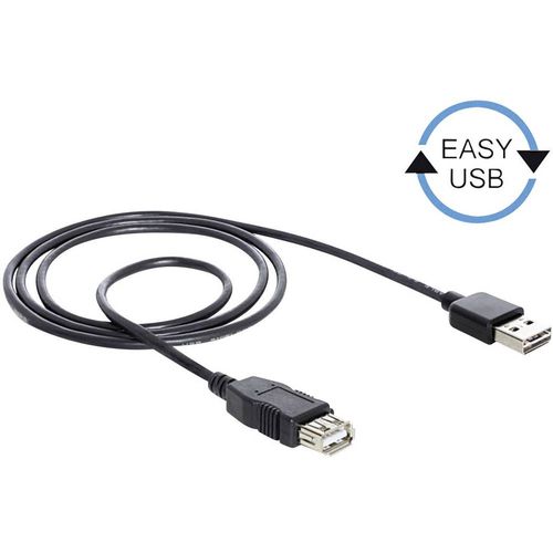 Delock USB 2.0 priključni kabel [1x muški konektor USB 2.0 tipa a - 1x ženski konektor USB 2.0 tipa a] 1.00 m crna utikač primjenjiv s obje strane, pozlaćeni kontakti, UL certificiran USB 2.0 priključni kabel [1x USB 2.0 utikač A - 1x USB 2.0 utikač A] 1 m crni pozlaćeni kontakti Delock slika 2