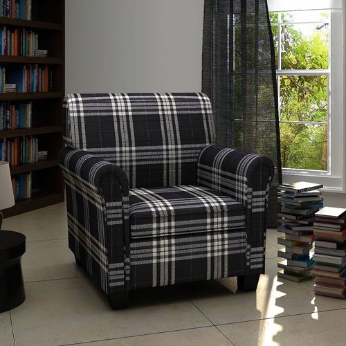 Sofa fotelja od tkanine s jastukom crna slika 7