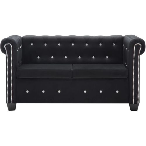 Chesterfield sofa za dvoje s baršunastom presvlakom 146 x 75 x 72 cm crna slika 40