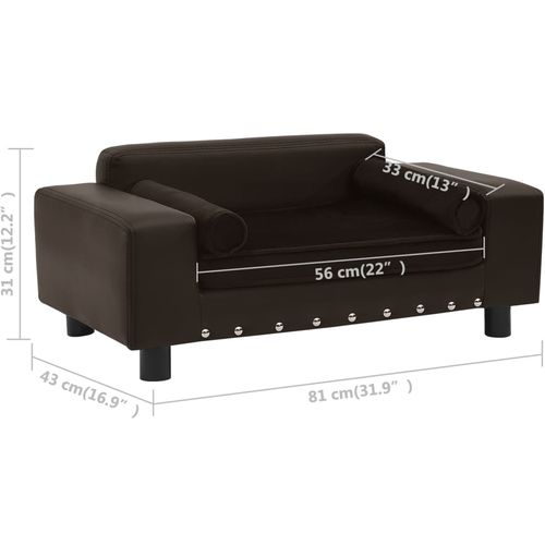 Sofa za pse smeđa 81 x 43 x 31 cm od pliša i umjetne kože slika 57