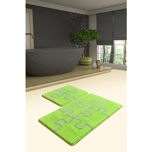 Colourful Cotton Set akrilnih kupaonskih prostirača (2 komada) Puzzle - Neon Green slika 1