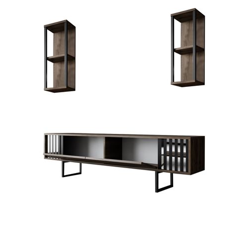 Woody Fashion Komoda za TV, Chrome Line - Walnut, Black slika 8