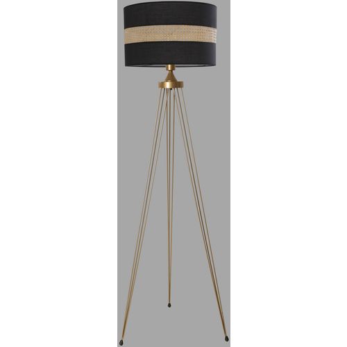 Star Eskitme Lambader Silindir 02 Rattan Abajurlu Copper Floor Lamp slika 3