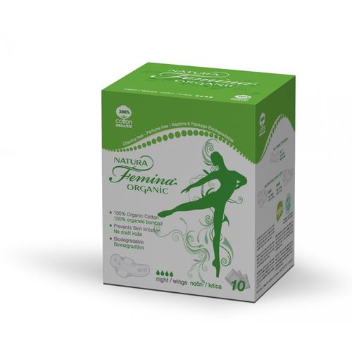 Natura Femina Organic Bio ulošci night/wings, 10 kom slika 2