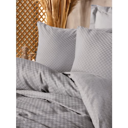 Plaid - Grey Grey Ranforce Double Quilt Cover Set slika 2