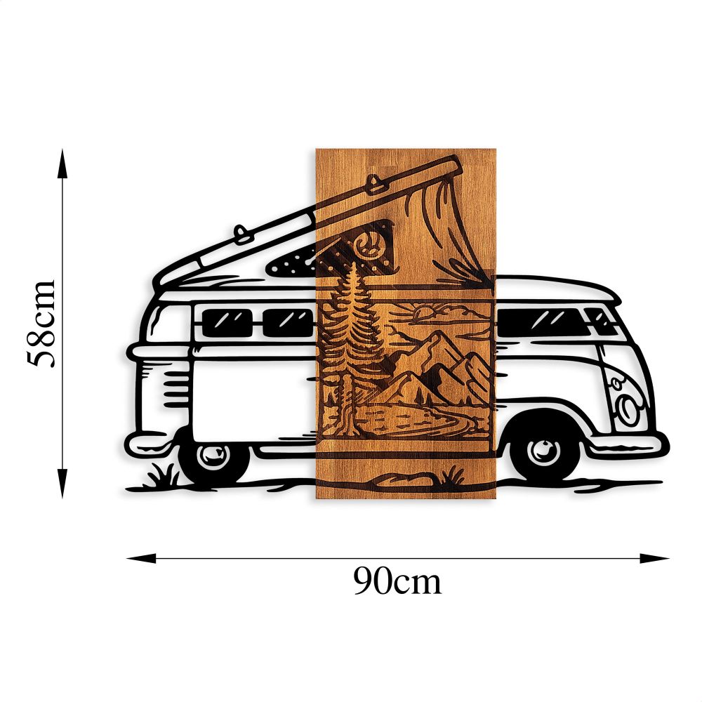 Dekorativni Drveni Zidni Ukras - Caravan Holiday 379 Walnut slika 6