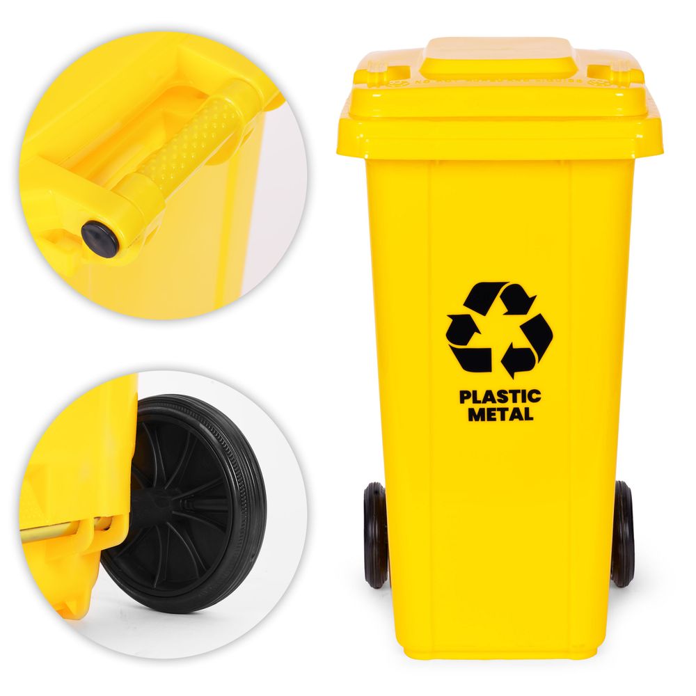 Kanta za otpad 120 L – žuta, plastika, s kotačima slika 8
