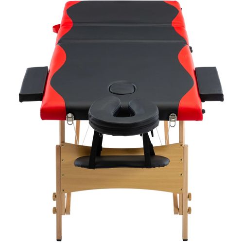 Sklopivi masažni stol s 3 zone drveni crno-crveni slika 34