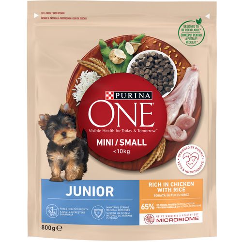 Purina ONE® Mini Junior, bogato piletinom, s rižom, 8x800g slika 1