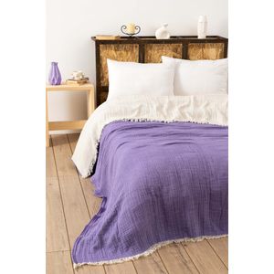 Muslin Pređa Obučena - Damson Damson Dvostruki Pokrivač za Krevet