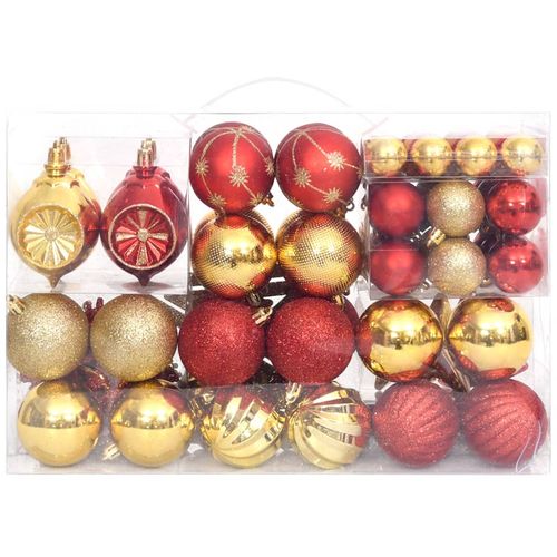 Set božićnih kuglica od 108 komada zlatne i crvene slika 3