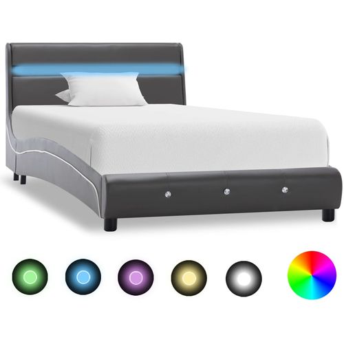 Okvir za krevet s LED svjetlom od umjetne kože sivi 90 x 200 cm slika 1
