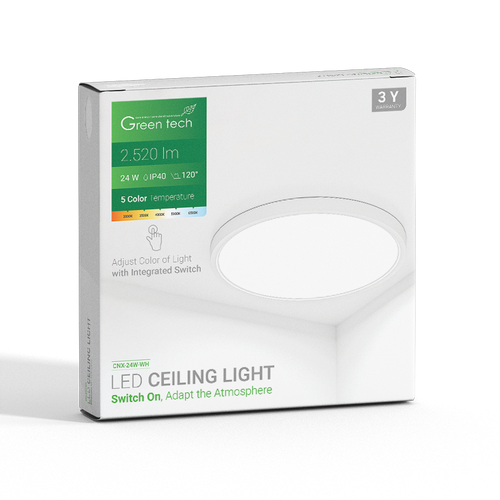 LED plafonjera Green Tech 24W, 5 CCT 3000K-3500K-4000K-5000K-6500K, fi40 cm slika 2