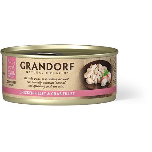 Grandorf Cat Grain Free Konzerva Pileće Grudi & Fileti Krabe, hrana za mačke 70g slika 1