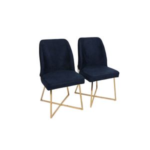 Woody Fashion Set stolica (2 komada), Zlato Tamno plava, Madrid 138