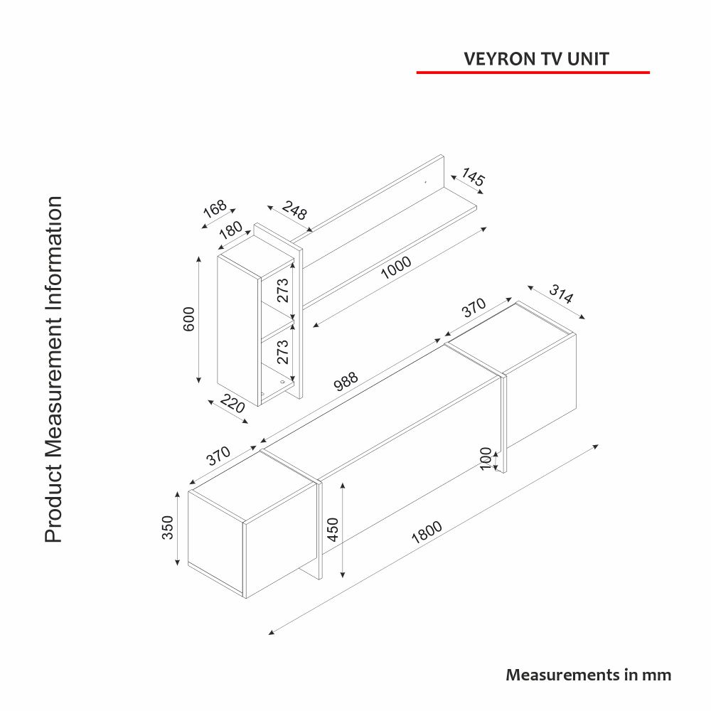 TV komoda Veyron - boje kamen travertin i pješčenjak slika 11