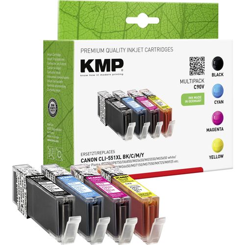 KMP tinta zamijenjen Canon CLI-551 kompatibilan kombinirano pakiranje foto crna, cijan, purpurno crven, žut C90V 1520,0050 slika 2