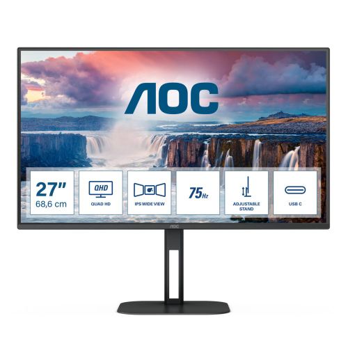 Monitor AOC 27" Q27V5C, IPS, QHD, 1ms, 75Hz, HDMI, DP, USB-C, HAS slika 1