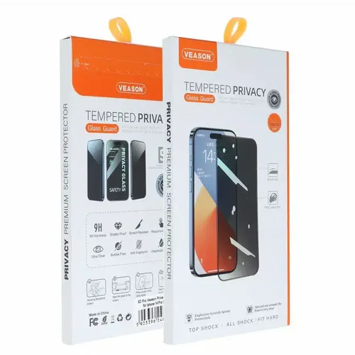 Kaljeno staklo 6D Pro Veason Privacy Glass – za iPhone 14 Pro Max crno slika 1