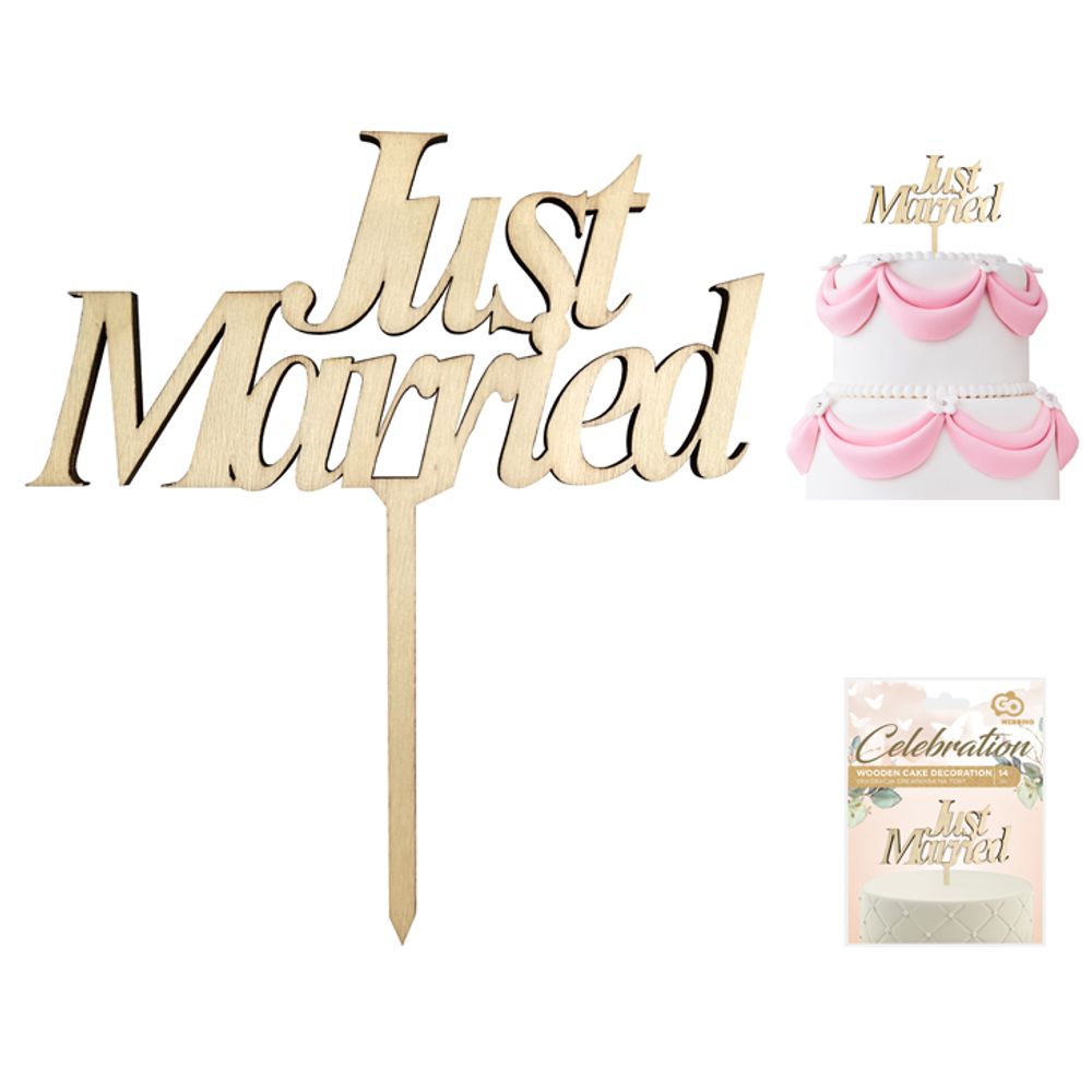 Drvena Dekoracija 'Just Married' - 13x14 cm slika 1