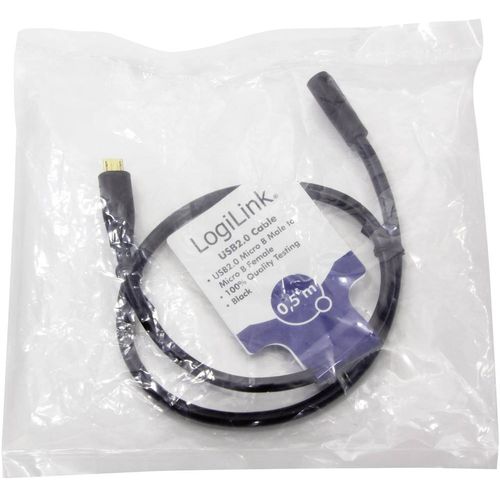 LogiLink USB kabel USB 2.0 USB-Micro-B utikač, USB-Micro-B utičnica 0.50 m crna  CU0120 slika 2
