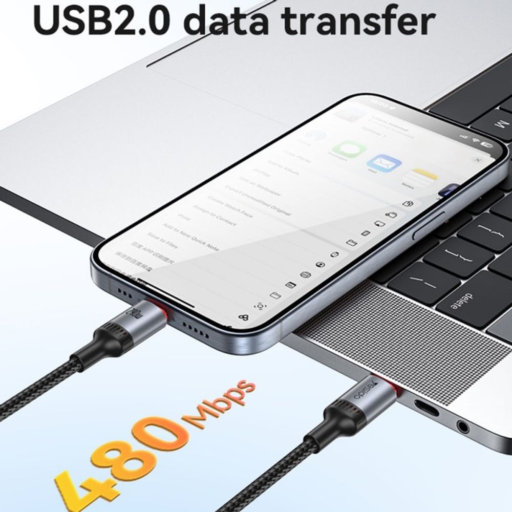 USB-C na USB-C kabel Yesido CA185 240 W 200 cm crni slika 4