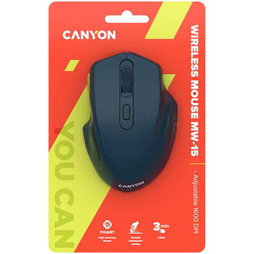 CANYON 2.4GHz Wireless Optical Mouse with 4 buttons, DPI 800/1200/1600, Dark Blue, 115*77*38mm, 0.064kg slika 7