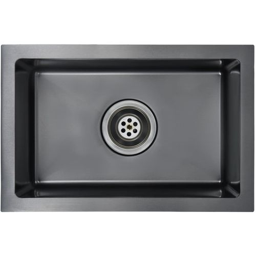 Ručno rađeni kuhinjski sudoper s cjedilom crni nehrđajući čelik slika 9