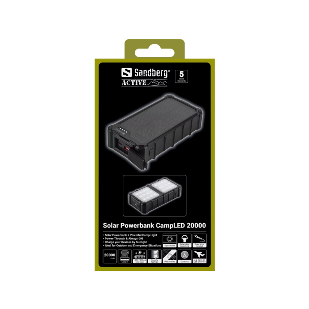 Sandberg Solar Powerbank CampLED 20000 mAh prijenosna baterija slika 7