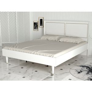 Woody Fashion Dvostruki krevet, Bijela boja Zlato, Ravenna - White
