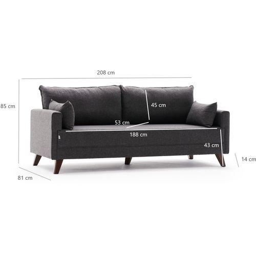 Atelier Del Sofa Trosjed, Antracit, Bella Sofa For 3 Pr - Anthracite slika 8