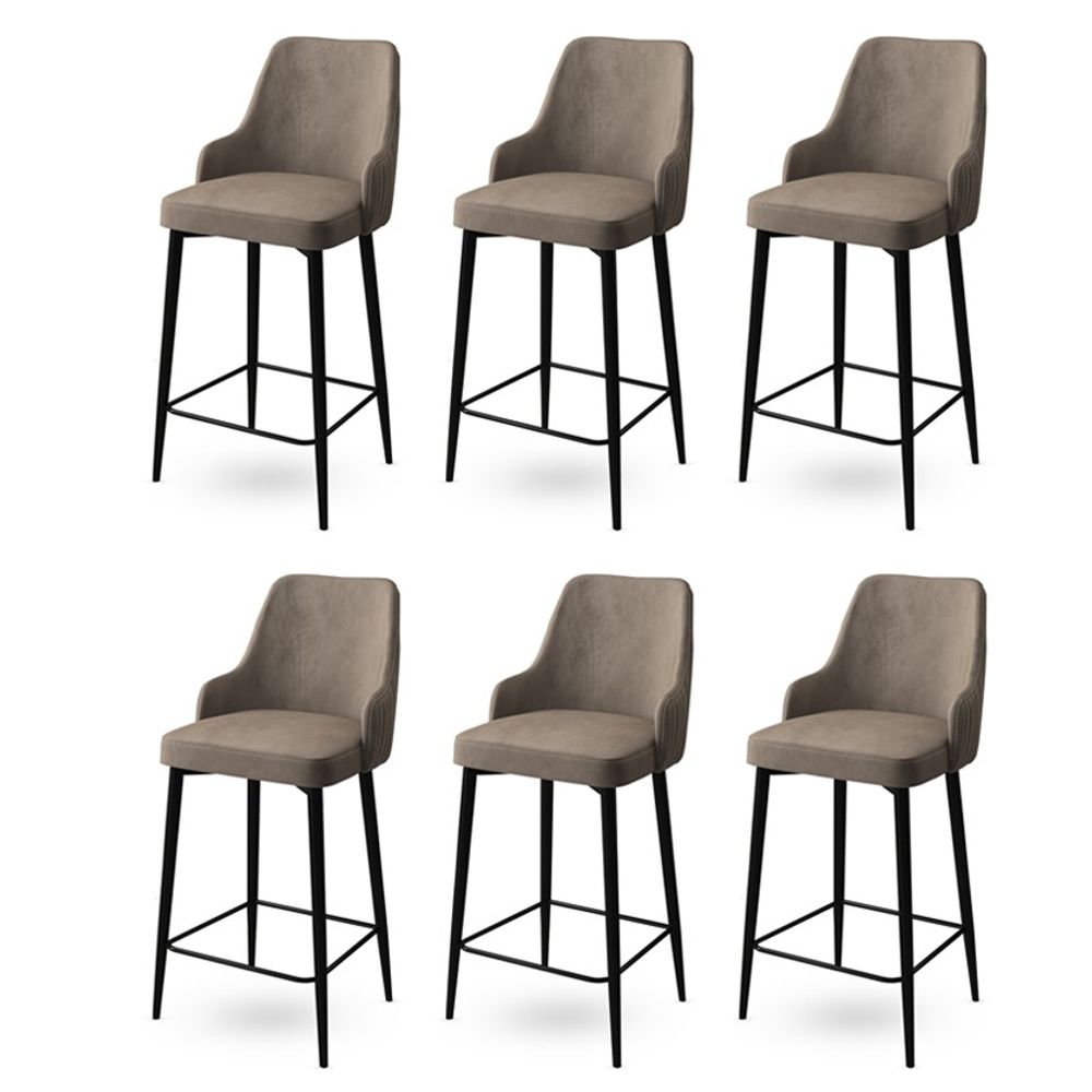 Enox - Cappuccino, Crni Bar Stolac Set (6 Komada) slika 1