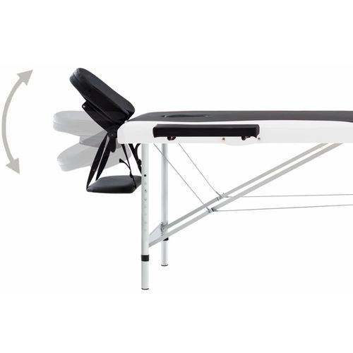 Sklopivi masažni stol s 2 zone aluminijski crno-bijeli slika 22