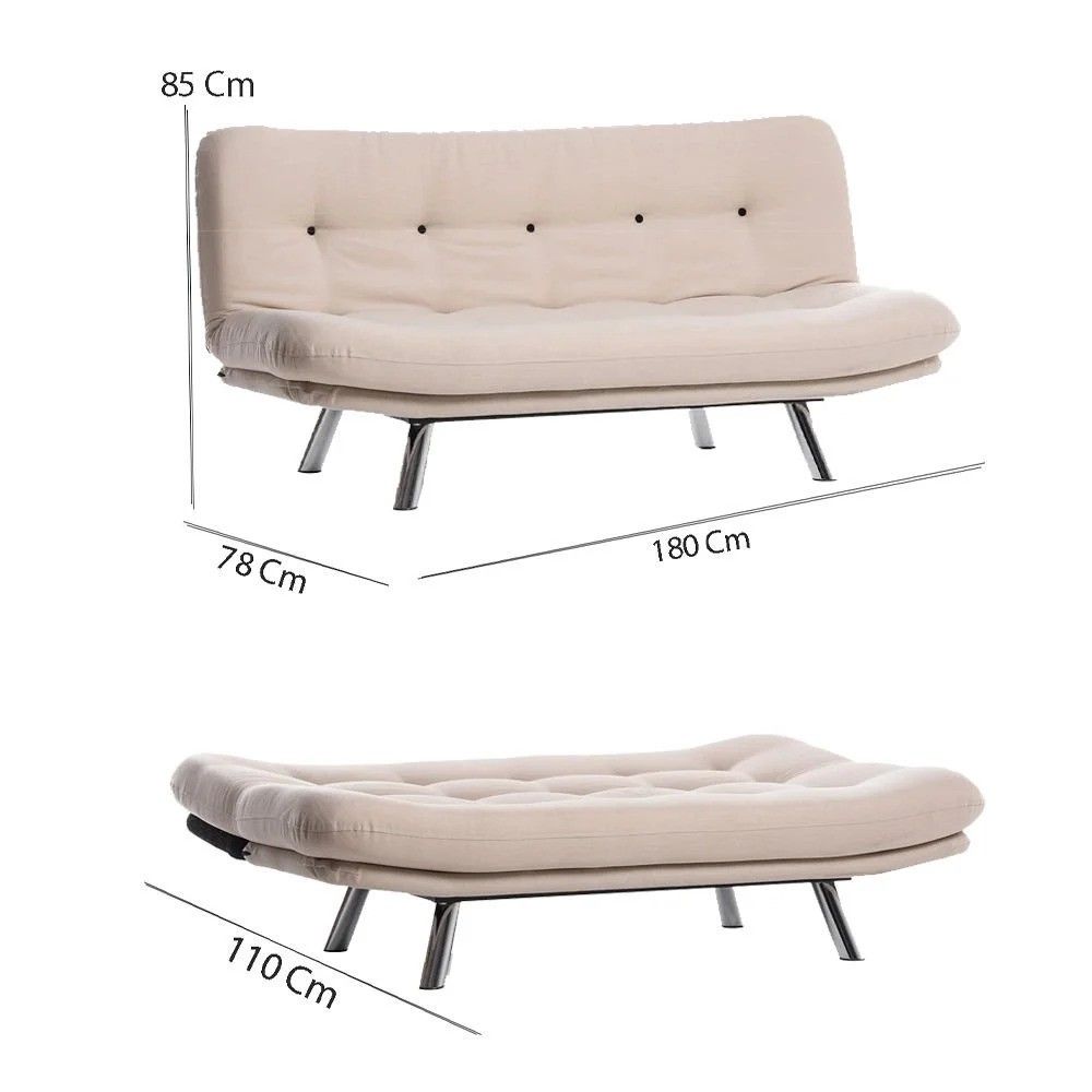 Misa Small Sofabed v3 - Krem Sofa na Razvlačenje za 3 Osobe slika 9
