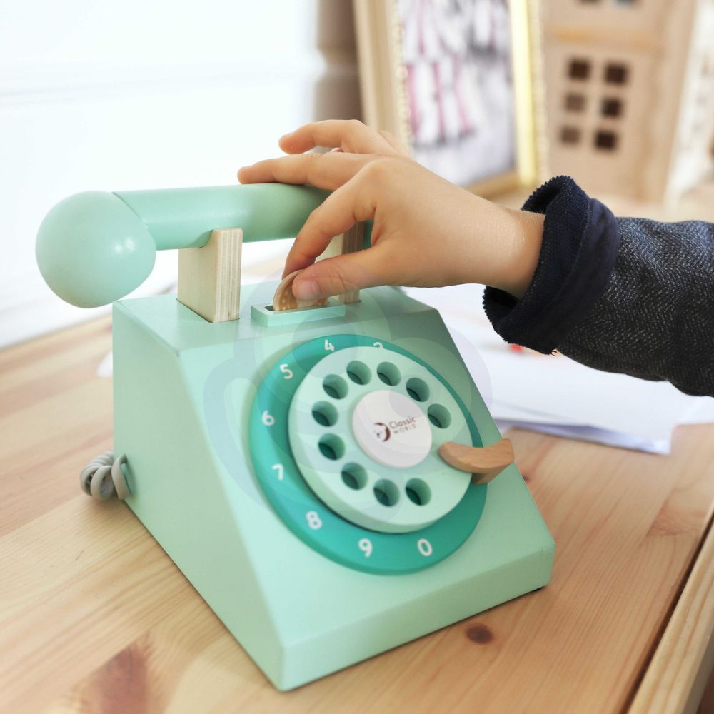 Classic world klasični drveni telefon za djecu 4 kom. slika 3