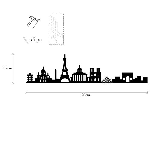 Wallity Metalna zidna dekoracija, Paris Skyline slika 6