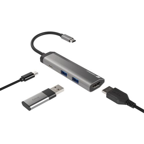 Natec NMP-1984 FOWLER SLIM, USB Type-C 3-in-1 Multi-port Adapter (USB3.0 Hub + HDMI + PD), Max. 100W Output, Grey slika 2