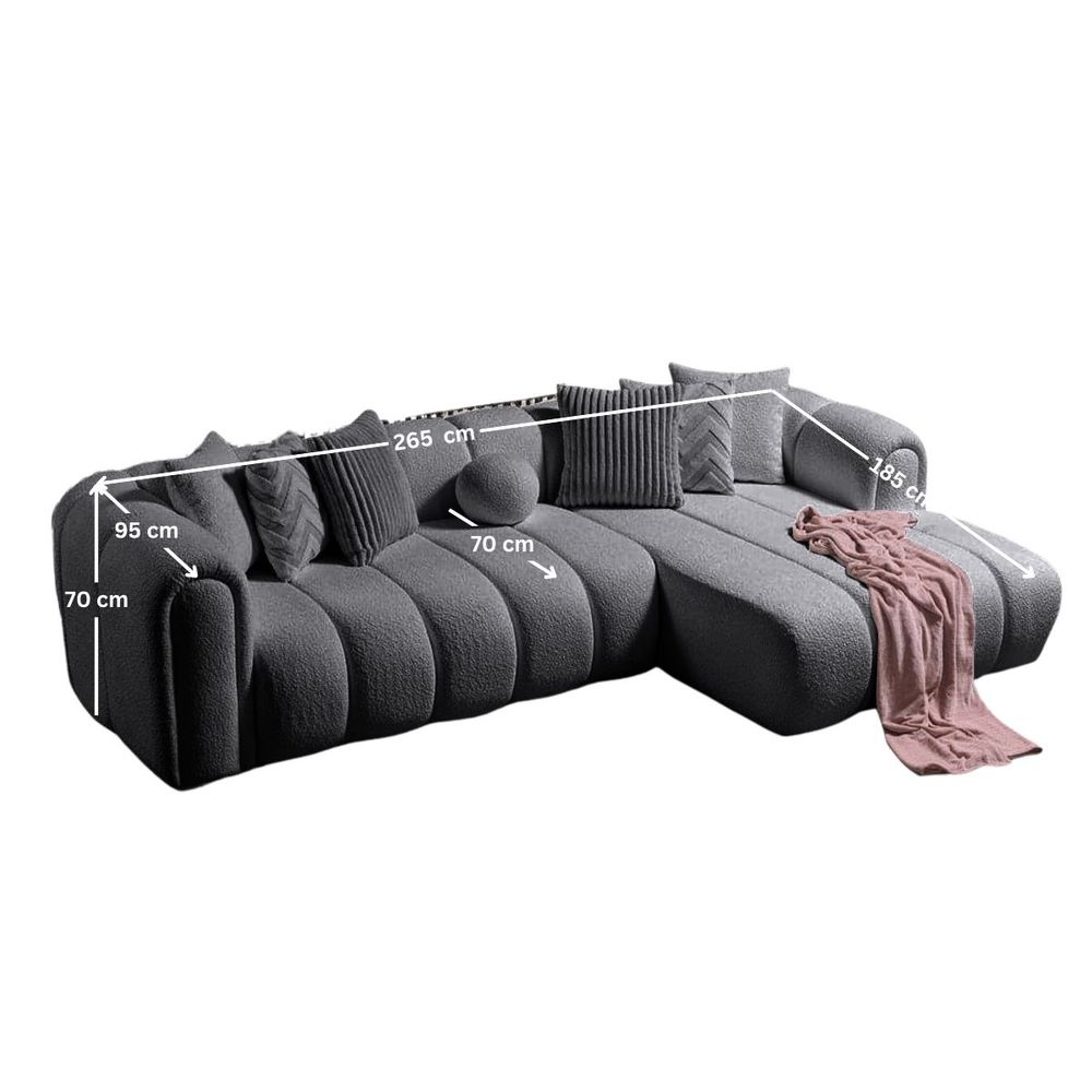 Ugaona Sofa N-Line Desna - Tamno Siva slika 10