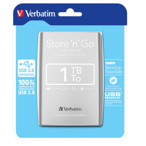 HDD E2.5" Verbatim 1TB USB 3.0 Store'n'Go 53071, Silver slika 2